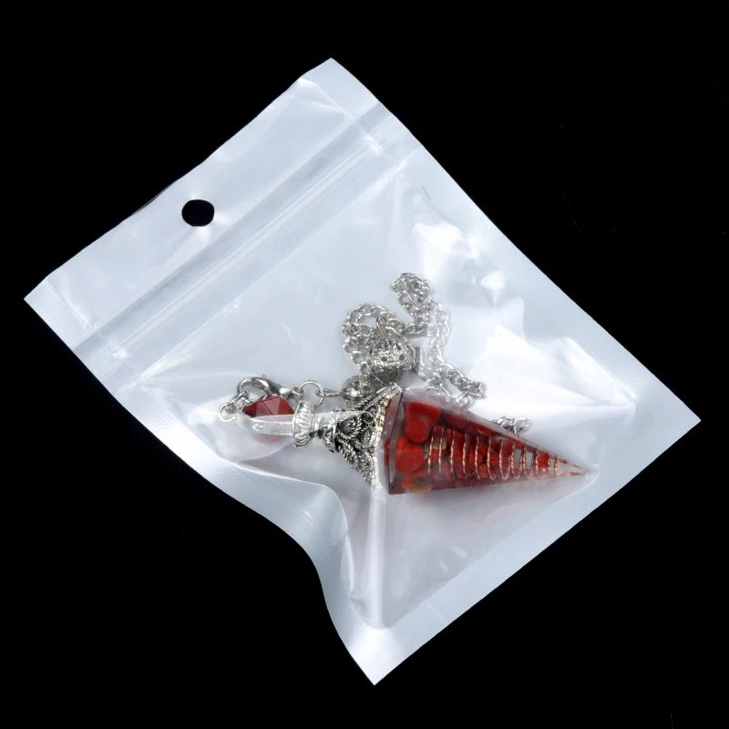 Pendentif pendule esprit pierre naturelle, chaîne en treillis, énergie porte-bonheur, résine Reiki mystérieuse pour la fabrication de bijoux, accessoires colliers