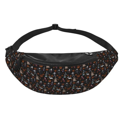 Sac Banane Personnalisé L'Étrange Noël de Monsieur Jack, Sacoche à Bandoulière pour Voyage, Randonnée, Téléphone, Poudres d'Argent