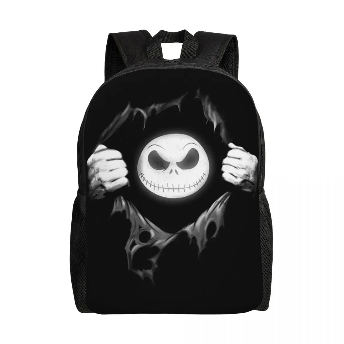 Sac à dos de voyage personnalisé citrouille King Jack Skellington souriant, sac à livres pour ordinateur d'école, le cauchemar avant noël