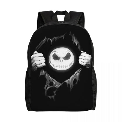 Sac à dos de voyage personnalisé citrouille King Jack Skellington souriant, sac à livres pour ordinateur d'école, le cauchemar avant noël