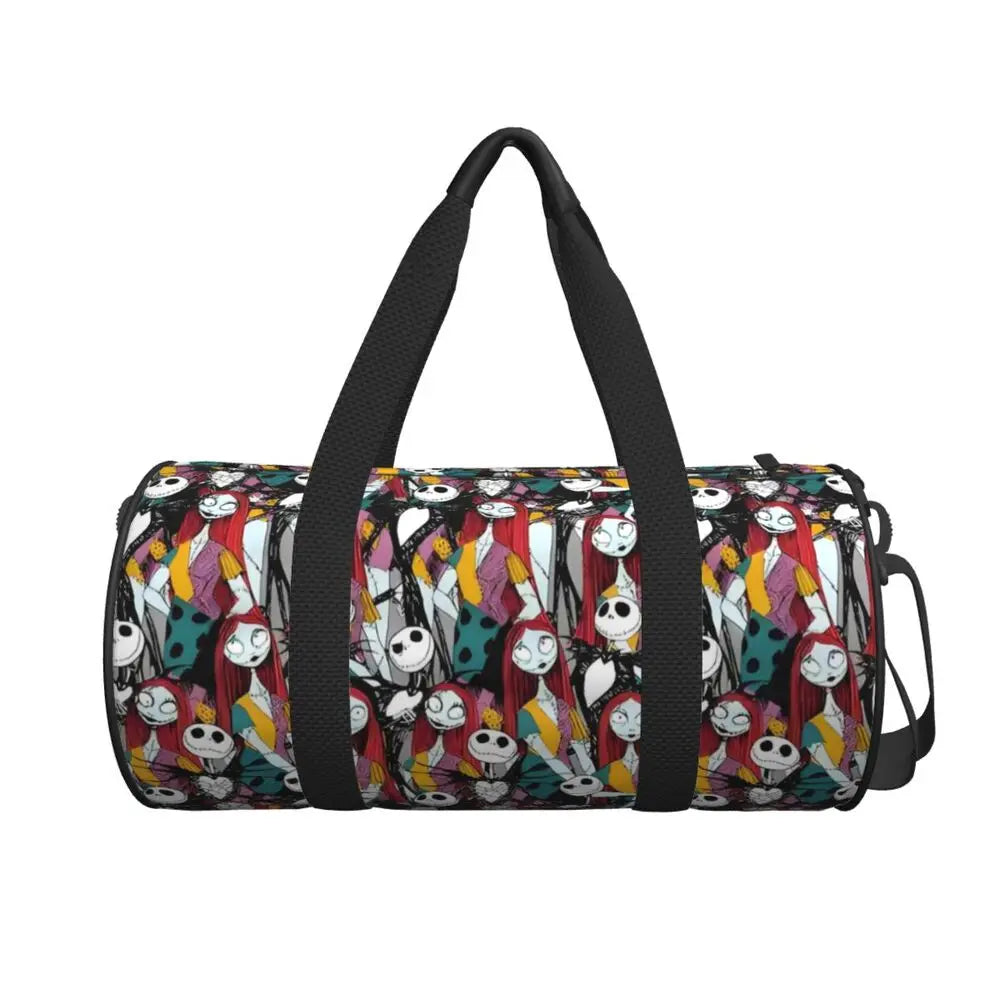 Sac fourre-tout de plage personnalisé Jack Skellington pour femmes, squelette vivant, grand compartiment, sacs de voyage pour salle de sport et plage