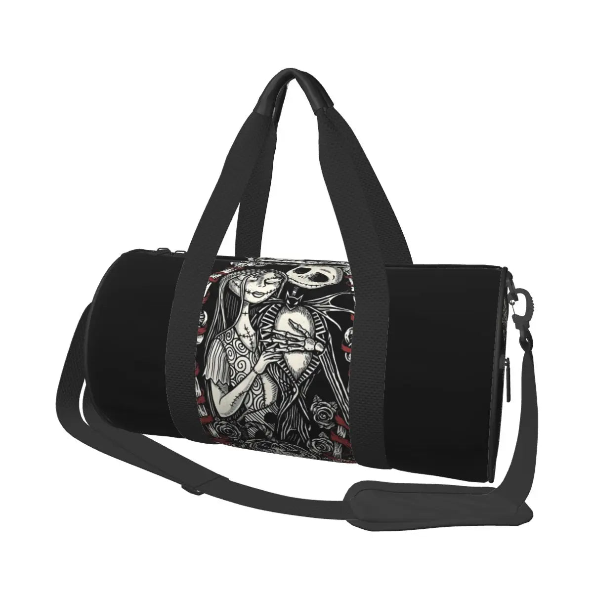 Sac fourre-tout de plage personnalisé Jack Skellington pour femmes, squelette vivant, grand compartiment, sacs de voyage pour salle de sport et plage