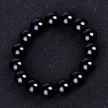 Bracelets bouddhistes tibétains en obsidienne noire pour hommes et femmes, amulette de bénédiction de prière, porte-bonheur, bijoux de médition, 4/6/8/10/12/14/16/18mm