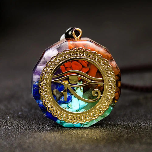 Orgon Horus oeil collier pierre cristal Quartz Chakela pendentif Metatron énergie méditation Cube Orgonite méditation femme bijoux