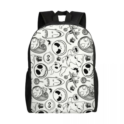 Sac à dos de voyage personnalisé citrouille King Jack Skellington souriant, sac à livres pour ordinateur d'école, le cauchemar avant noël