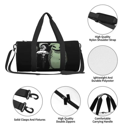 Sac fourre-tout de plage personnalisé Jack Skellington pour femmes, squelette vivant, grand compartiment, sacs de voyage pour salle de sport et plage