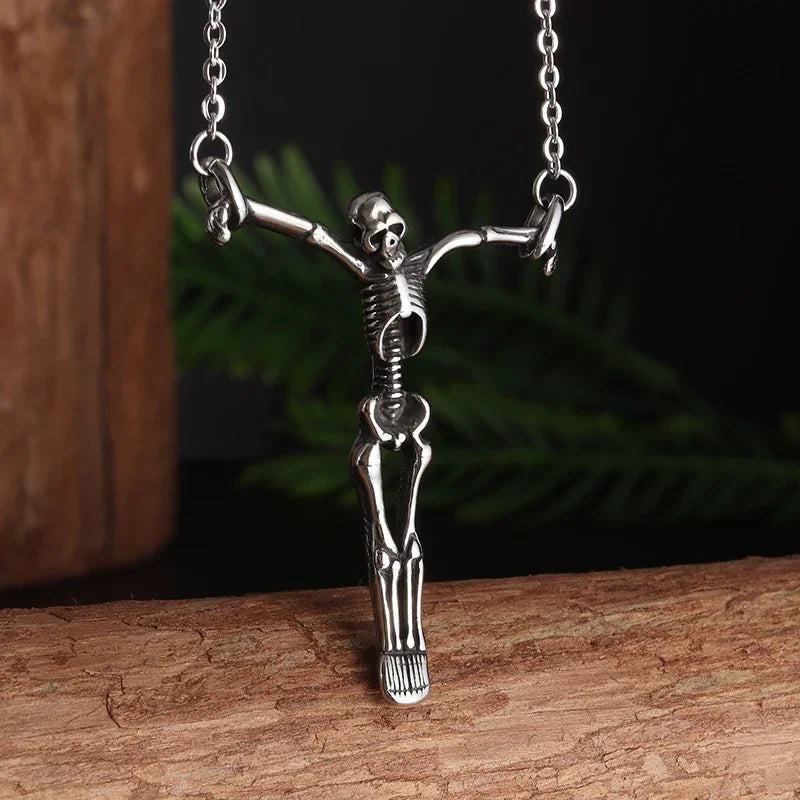 Collier pendentif tête de mort gothique Nina ifixion pour homme, punk vintage, bondage, démon, motard, rock, exorciste, bijoux, cadeau d'Halloween