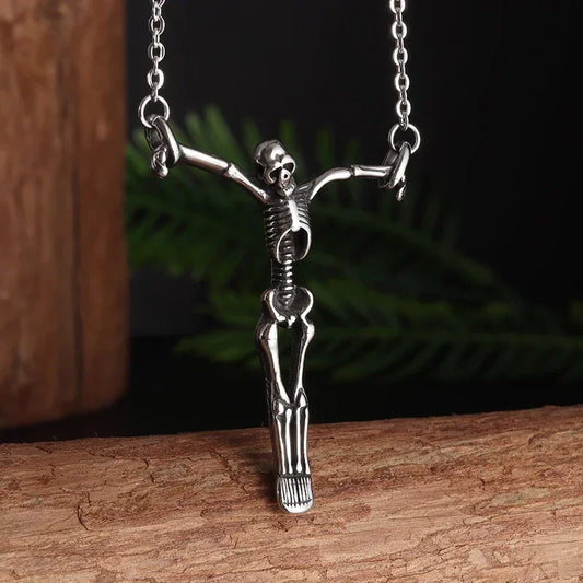 Collier pendentif tête de mort gothique Nina ifixion pour homme, punk vintage, bondage, démon, motard, rock, exorciste, bijoux, cadeau d'Halloween