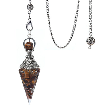 Pendentif pendule esprit pierre naturelle, chaîne en treillis, énergie porte-bonheur, résine Reiki mystérieuse pour la fabrication de bijoux, accessoires colliers