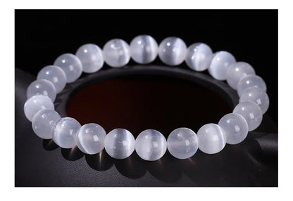 JD – Bracelet de perles en pierre de sélénite blanche naturelle pour hommes et femmes, 100% véritable pierre ronde en gypse, extensible, 6, 8, 10mm, cadeau de Yoga minéral
