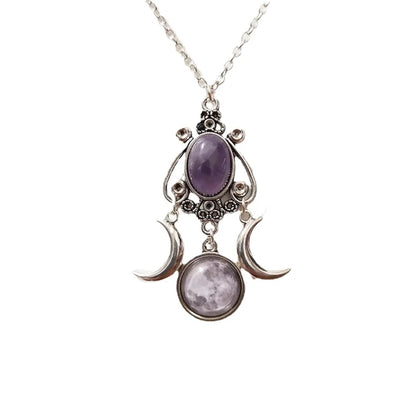 Collier pendentif Triple lune noir/rouge/violet, bijoux à la mode