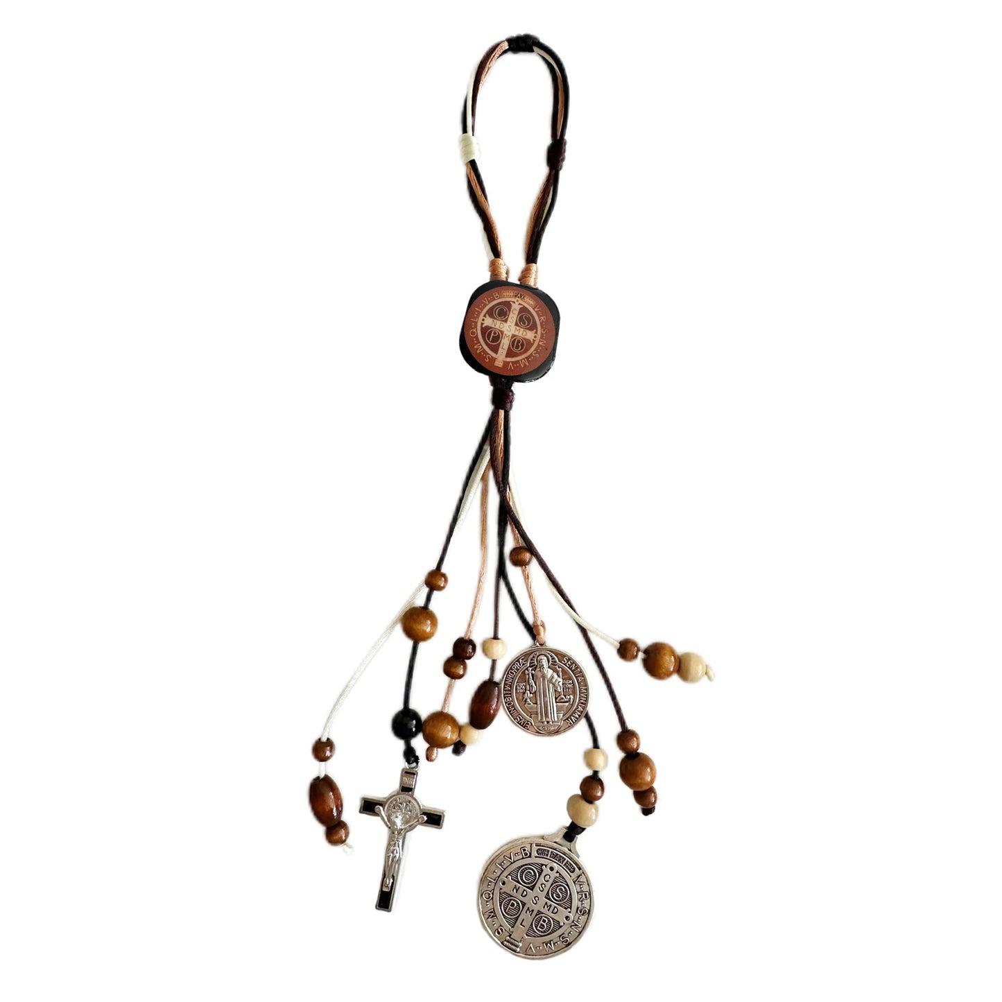 1 pièce Medalla De San Benito, Escapularios perles en bois chapelet médailles De Saint benoît pour porte avec Crucifix croix du Saint benoît
