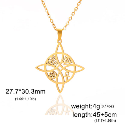 Collier Vintage avec nœud de sorcière pour femmes, pendentif porte-bonheur, amulette de Protection des celtiques irlandais, en acier inoxydable, bijoux Wicca, cadeau