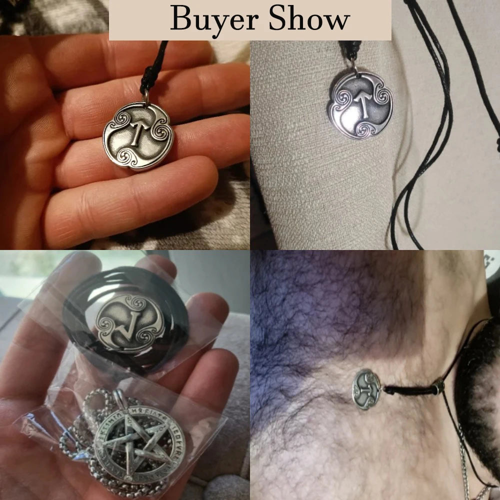 EUEAVAN rétro mystérieux Runes collier Viking bijoux corde chaîne réglable colliers en acier inoxydable pendentif amulette bijoux