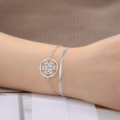 Skyrim archange joint Metatron pendentif Bracelet en acier inoxydable mâle femme bouddhiste hindou Talisman géométrie sacrée bijoux cadeau