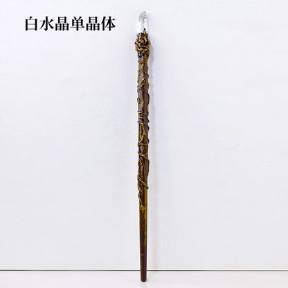 Bâton Magique de Sorcière, Quartz, Clip Naturel, Sceptre, Outil Rituel de Dégradation, Ornement d'Autel, Accessoire d'Halloween, Cadeau de Bijoux Fait à la Main, 1 Pièce