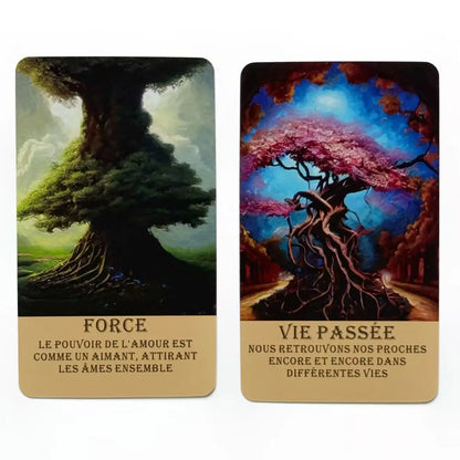 Jeu de cartes Oracle français, cartes de tarot d'arbre français, lecture et réflexion personnelles, jeux de cartes, 12*7cm, 14 +, 56 cartes