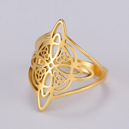 LIKGREAT bague noeud de sorcière pour femmes hommes creux en acier inoxydable bagues celtique Vintage amulette Protection Couple bijoux cadeaux