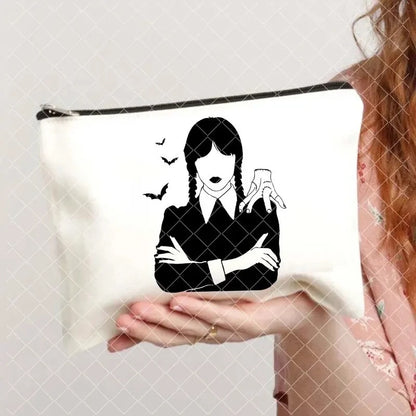 Mercredi Addams et Enid trousse à cosmétiques femmes sacs de toilette décontracté rouge à lèvres sacs de maquillage cadeau gothique filles Nevermore Academy