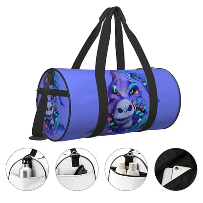 Sac fourre-tout de plage personnalisé Jack Skellington pour femmes, squelette vivant, grand compartiment, sacs de voyage pour salle de sport et plage