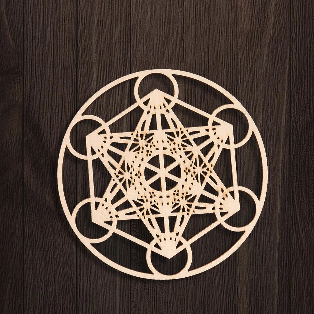 Planches rondes géométriques en bois, Motifs de métatron sacrosanct, tapis de Placement en cristal, Yoga, méditation, énergie, accessoires muraux suspendus