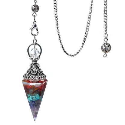Pendentif pendule esprit pierre naturelle, chaîne en treillis, énergie porte-bonheur, résine Reiki mystérieuse pour la fabrication de bijoux, accessoires colliers