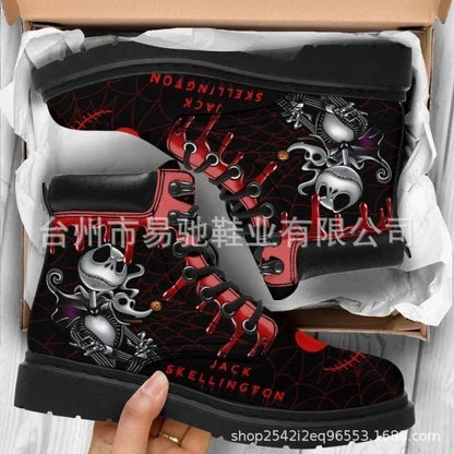 Cauchemar Brfore Noël Anime Figure Jack Skellington Sally Bottes Baskets montantes Femmes Crâne Bottes Halloween Cosplay Chaussures