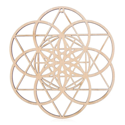 Panneau mural en bois en forme de fleur de vie, découpé au Laser, Art mural en bois, décoration de maison, sous-verres faits à la main, fabrication artisanale, ornement de géométrie sacrée