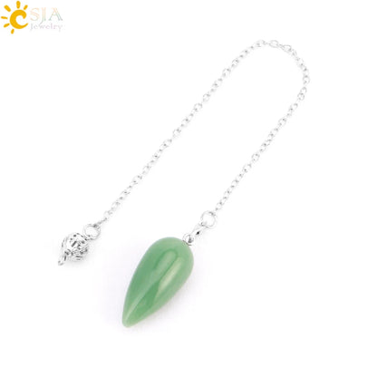 Pendule en Pierre Naturelle, Pendentif en Clip Turquoise, Goutte d'Eau de Guérison, Synchronisation, Radiesthésie, Reiki, T041