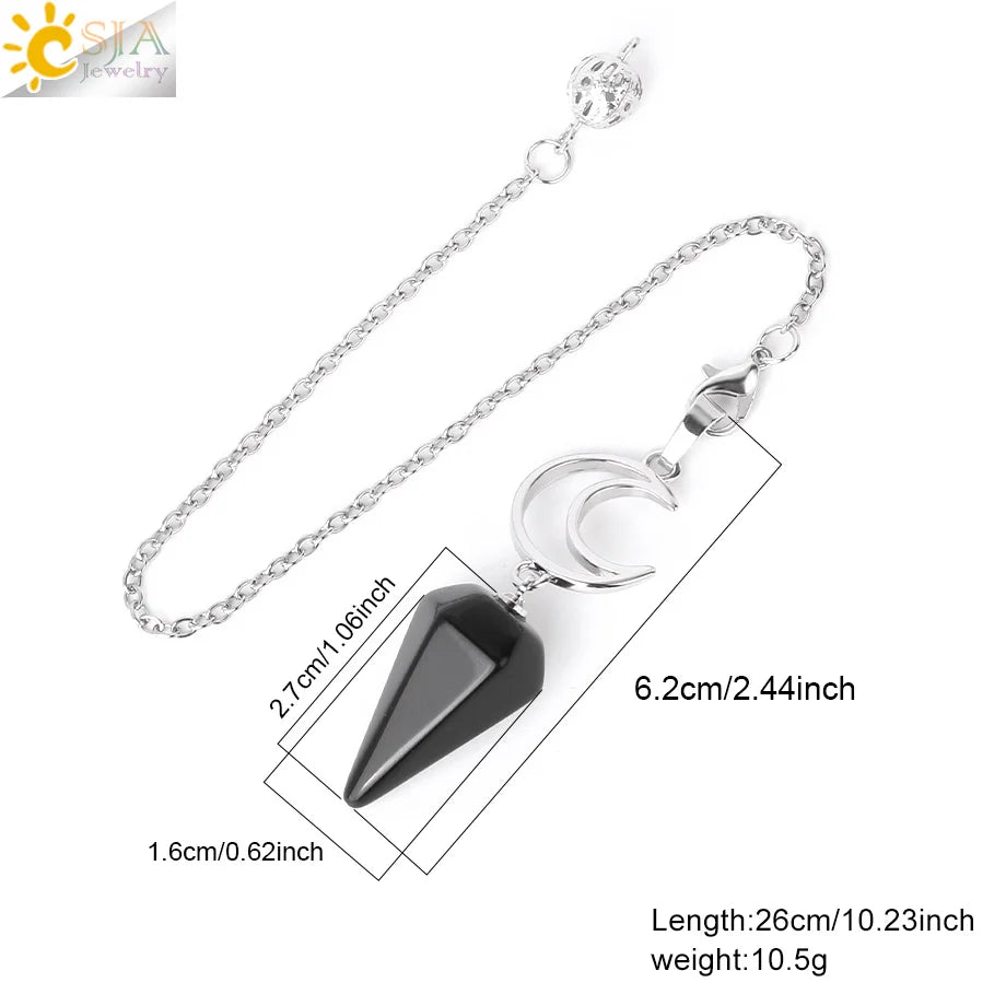 Pendule en cristal spirituel pour Divination, ésotérisme, lune de guérison, pendentif cône en pierre naturelle, Quartz rose, radiesthésie S9