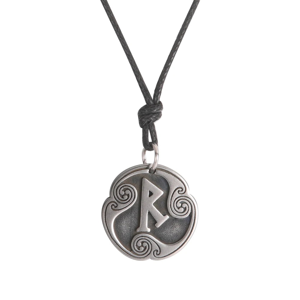 EUEAVAN rétro mystérieux Runes collier Viking bijoux corde chaîne réglable colliers en acier inoxydable pendentif amulette bijoux