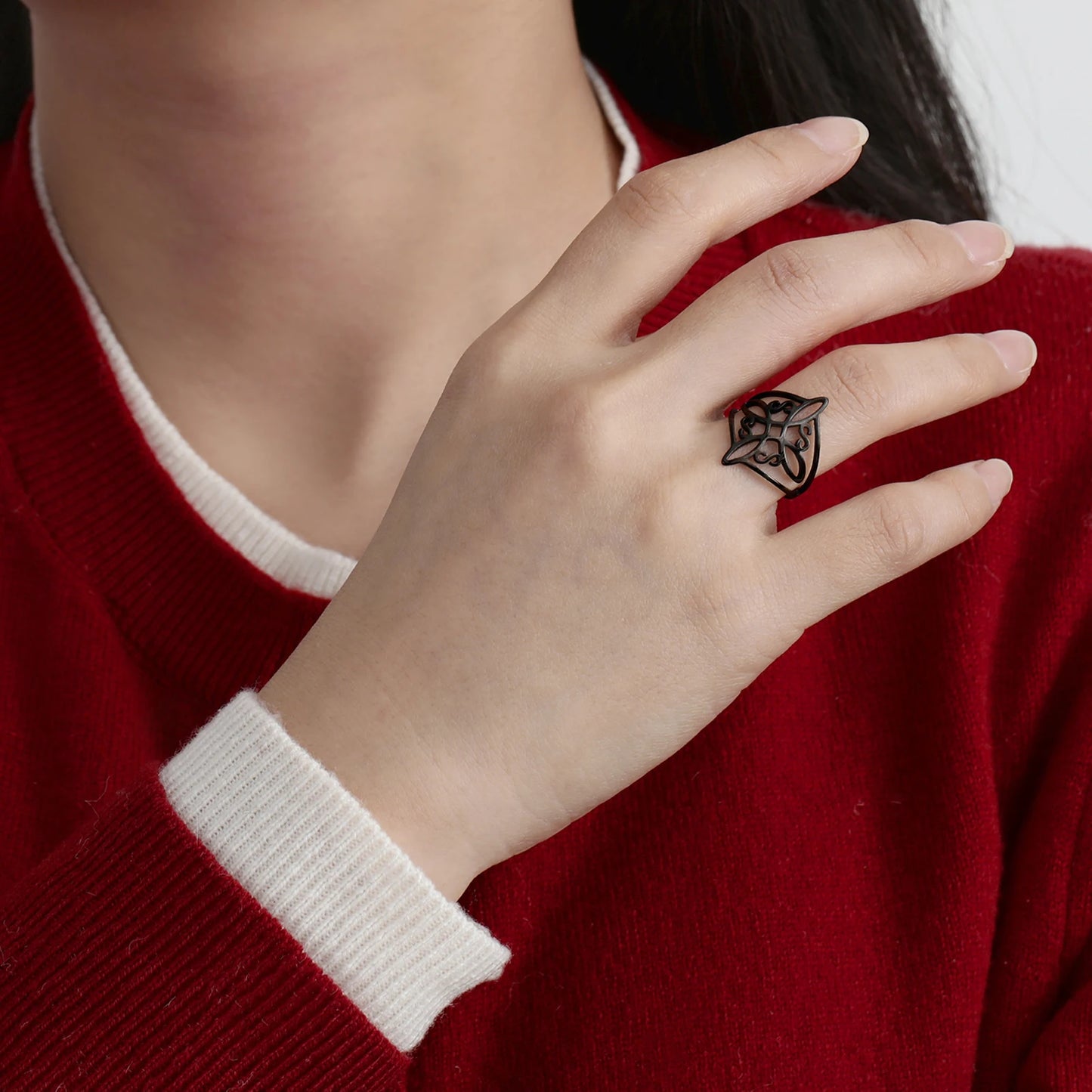 LIKGREAT bague noeud de sorcière pour femmes hommes creux en acier inoxydable bagues celtique Vintage amulette Protection Couple bijoux cadeaux