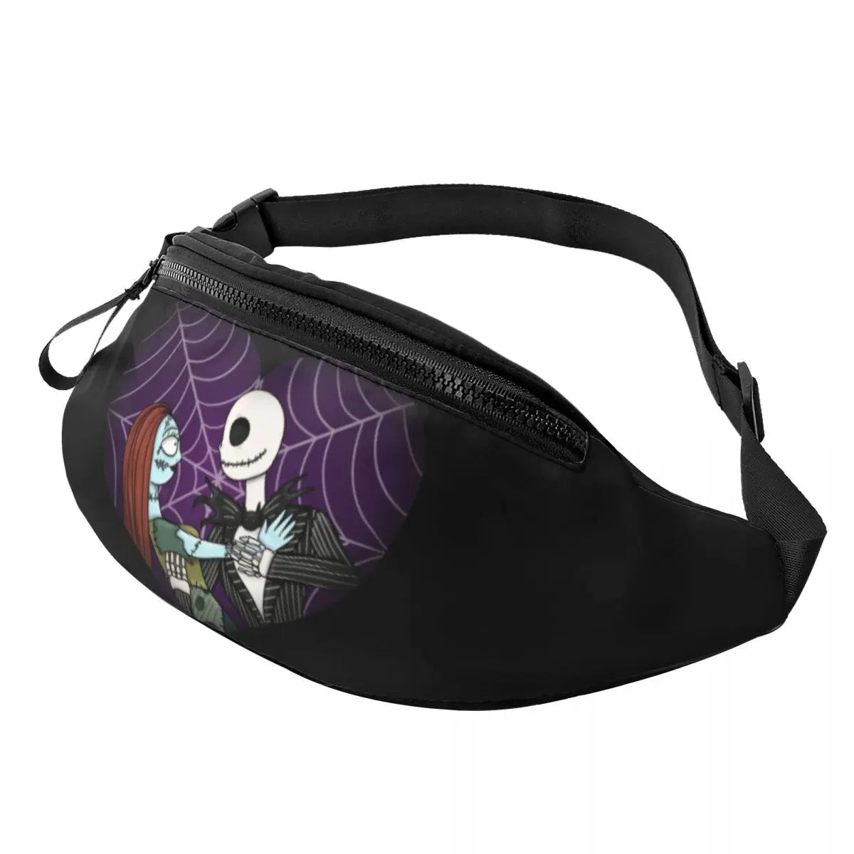Sac Banane Personnalisé L'Étrange Noël de Monsieur Jack, Sacoche à Bandoulière pour Voyage, Randonnée, Téléphone, Poudres d'Argent