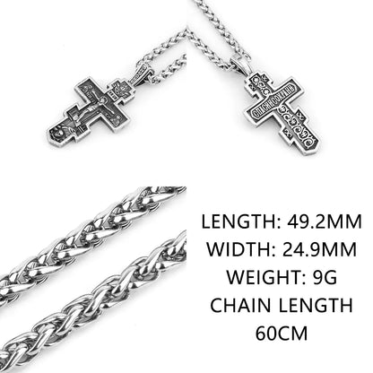 Collier Vintage croix de jésus pour hommes, pendentif amulette chrétienne de foi en acier inoxydable, bijoux religieux pour hommes, cadeau, vente en gros