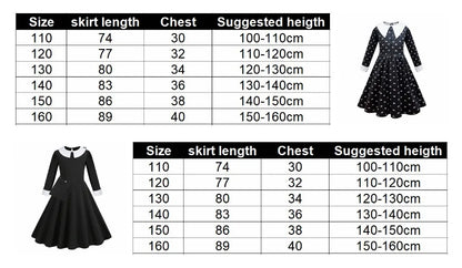 Robe de Soirée Noire pour Fille, Tenue Éducative pour Halloween, Addams, Cosplay, Gothique, Carnaval, Enfant