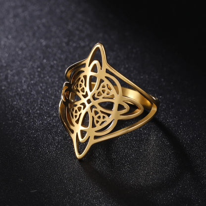 LIKGREAT bague noeud de sorcière pour femmes hommes creux en acier inoxydable bagues celtique Vintage amulette Protection Couple bijoux cadeaux