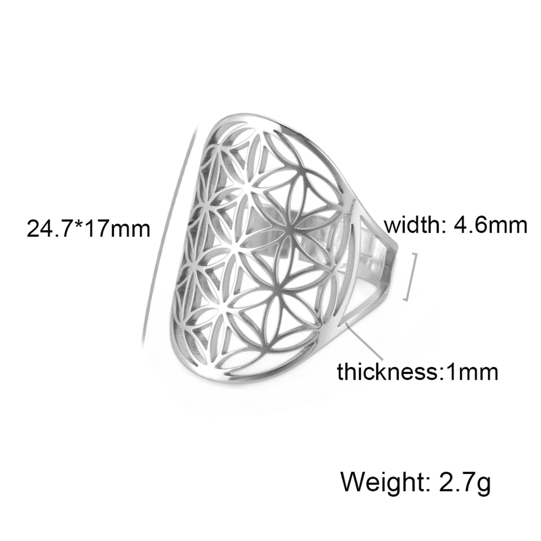 EUEAVAN – bague fleur de vie en acier inoxydable, géométrie sacrée archange Metatron, amulette réglable, bijoux cadeau, vente en gros