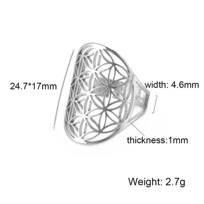 EUEAVAN – bague fleur de vie en acier inoxydable, géométrie sacrée archange Metatron, amulette réglable, bijoux cadeau, vente en gros