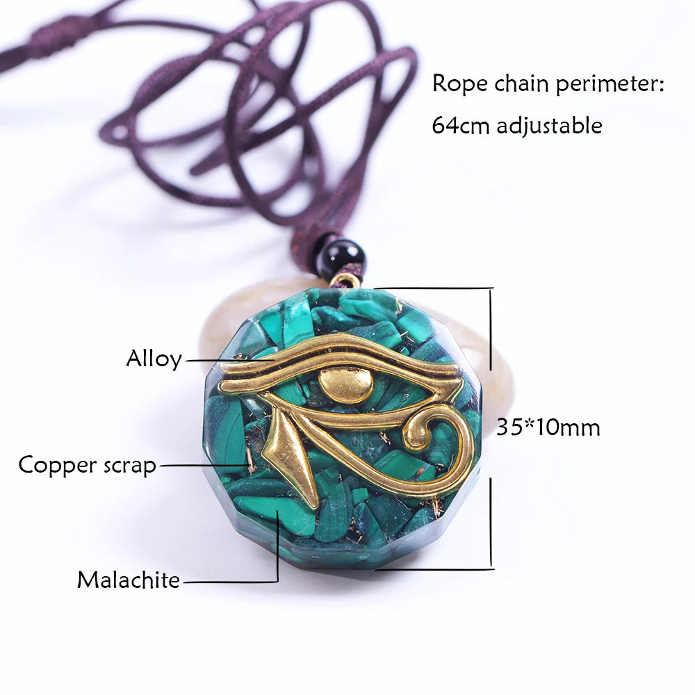 Oeil de Ra Horus Orgonite pendentif obsidienne Reiki Quartz Reiki cristal de guérison collier d'énergie réglable égyptien ancien
