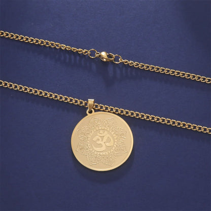 EUEAVAN Yoga Lotus Ohm symbole pendentif collier hindou bouddhiste chaîne en acier inoxydable méditation spirituelle religieux bijoux cadeaux