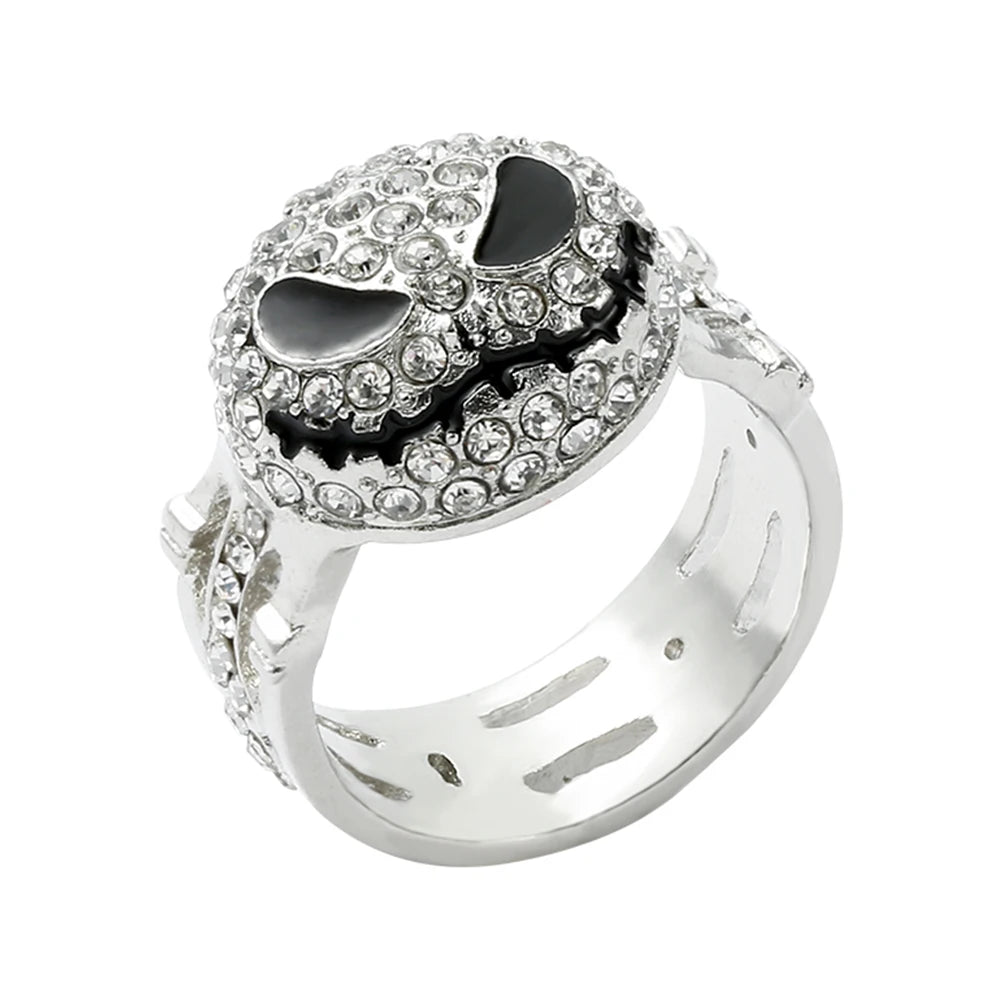 Disney-Jack Skellington Crystal Rings, L'Étrange Noël de monsieur Jack, Bijoux fantaisie, Accessoires hip hop, Bijoux pour femmes et hommes