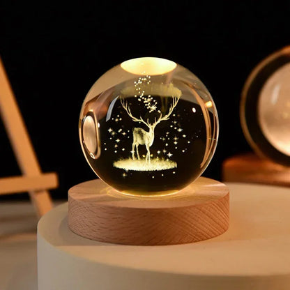 Décoration artisanale en verre 3D, 12 Constellations, boule de cristal gravée au Laser, système solaire d'anniversaire, cadeau, Base en bois, décor de bureau pour la maison
