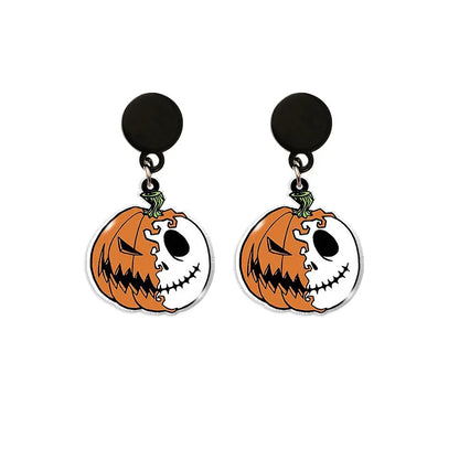 Boucles d'oreilles du film Disney The Nightmare Before Christmas, série Jack Skellington, crâne imprimé personnalisé, bijoux, accessoires, cadeau