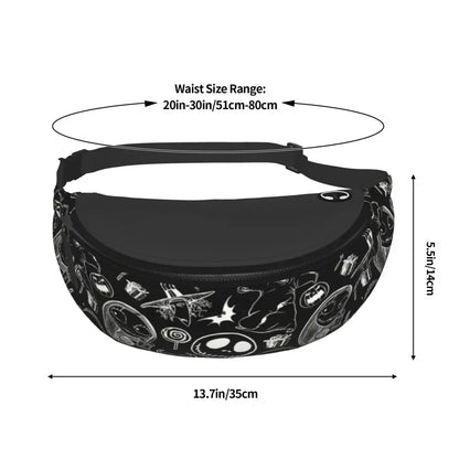 Sac Banane Personnalisé L'Étrange Noël de Monsieur Jack, Sacoche à Bandoulière pour Voyage, Randonnée, Téléphone, Poudres d'Argent