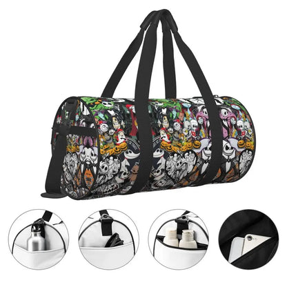 Sac fourre-tout de plage personnalisé Jack Skellington pour femmes, squelette vivant, grand compartiment, sacs de voyage pour salle de sport et plage