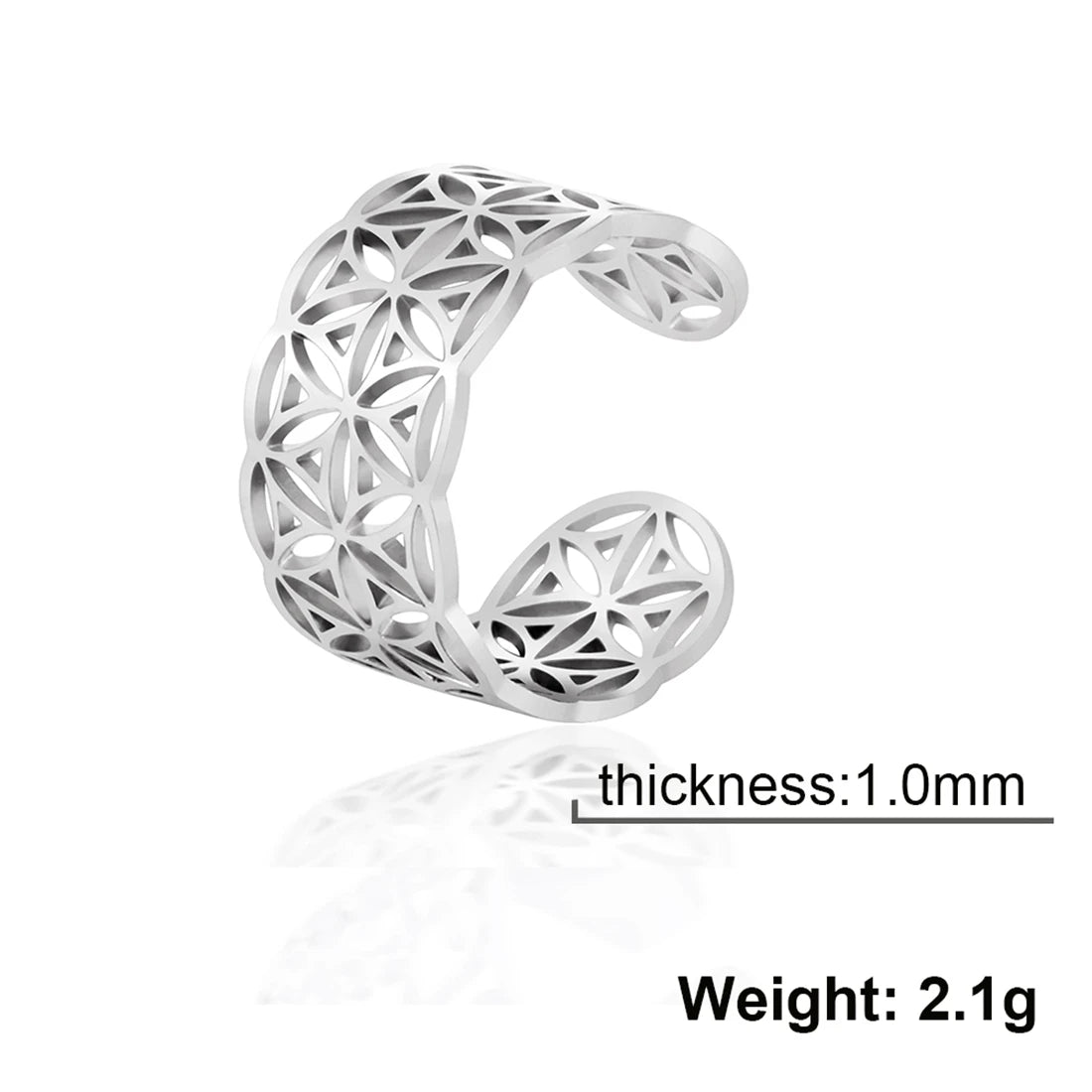 EUEAVAN – bague fleur de vie en acier inoxydable, géométrie sacrée archange Metatron, amulette réglable, bijoux cadeau, vente en gros