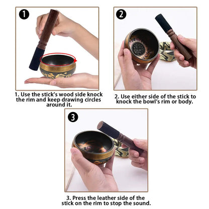Ensemble de bols chantants tibétains, cadeau unique, comparateur pour la méditation, le yoga, la relaxation, la prière de guérison des chakras et l'esprit