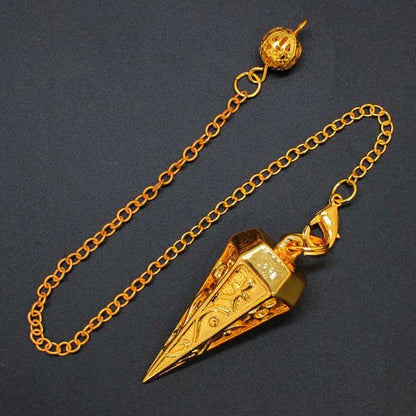 Pendule Rune en métal de cuivre pour la radiesthésie, pendentif antique spirituel, équilibrage du corps, guérison Chakra, Reiki