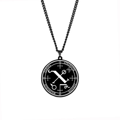 Arcange MICHAEL GABRIEL RAPHAEL URIEL SAMAEL sceau amulette Talisman Sigil d'angélique en acier inoxydable noir pendentif collier