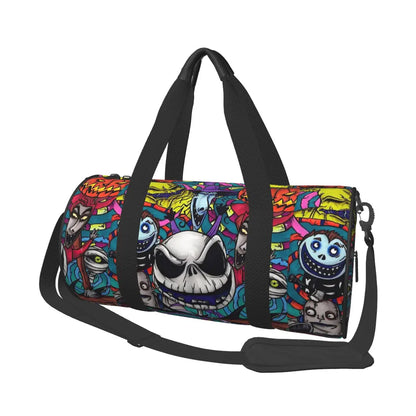 Sac fourre-tout de plage personnalisé Jack Skellington pour femmes, squelette vivant, grand compartiment, sacs de voyage pour salle de sport et plage